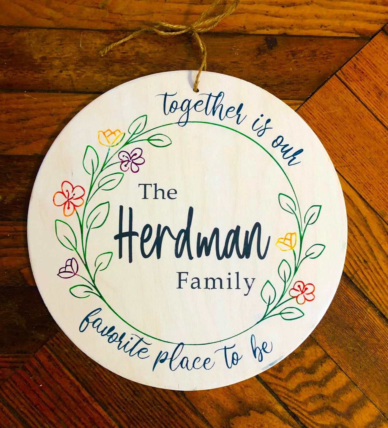flower wreath with name  rd
