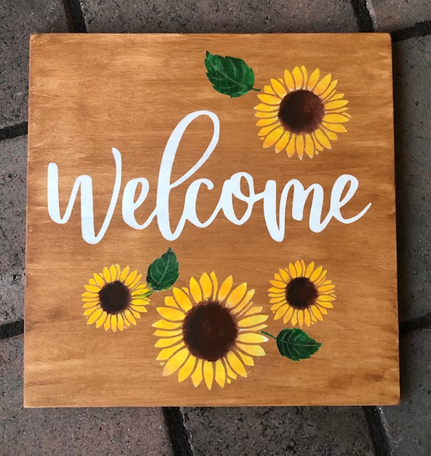 welcome with sunflowers sq 12