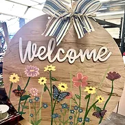 Welcome with flower stems 